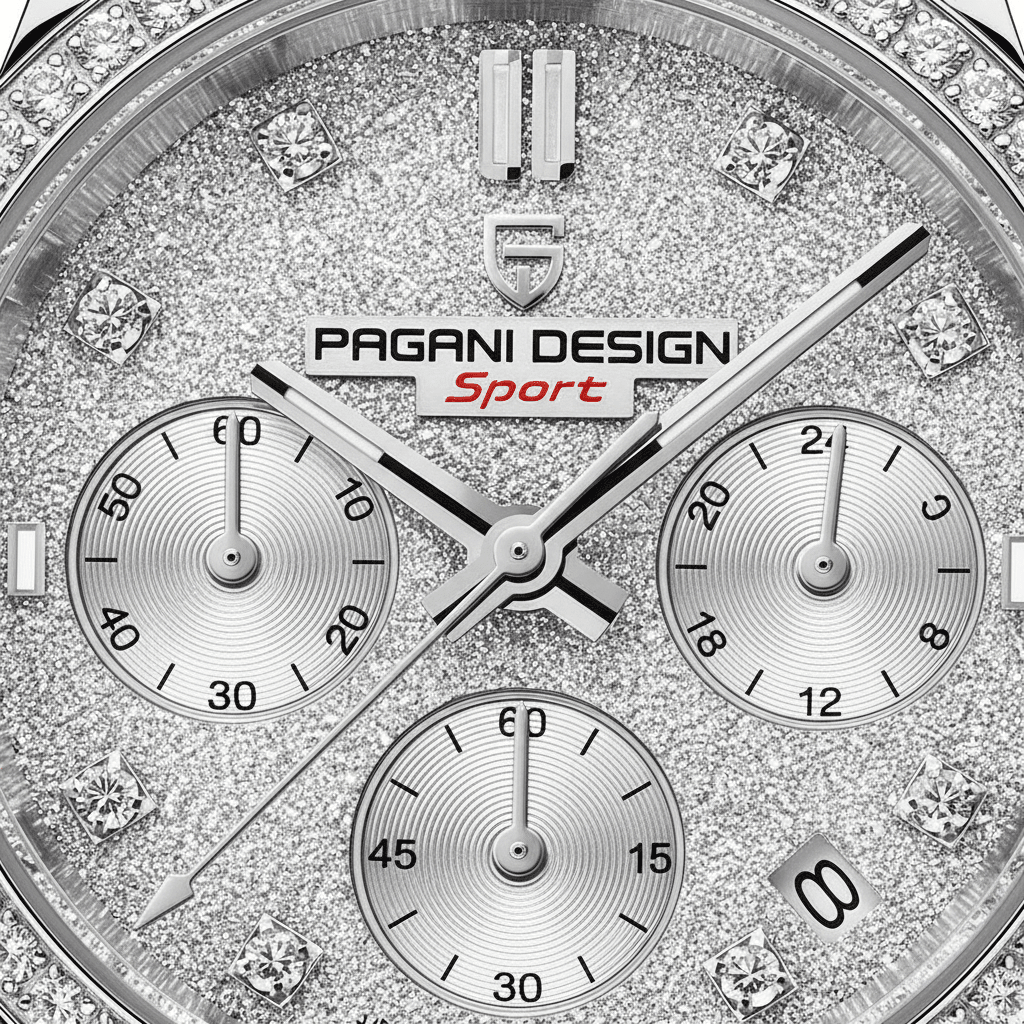 Relógio Pagani Design Feminino Cronógrafo com Safira e Cristais GreenGramora | Luxury Ladies Clothing