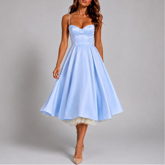 Vestido Midi Feminino Celeste