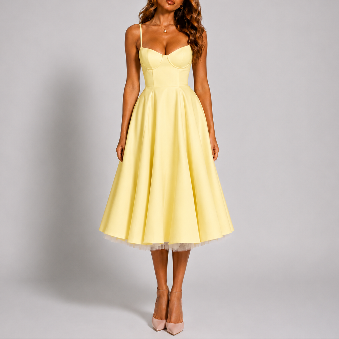 Vestido Midi Feminino Celeste