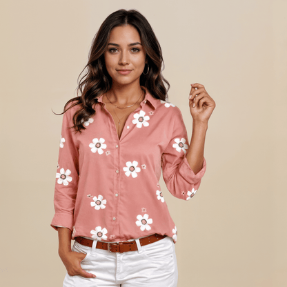 Camisa Feminina Floral de BotãoGramora | Luxury Ladies Clothing