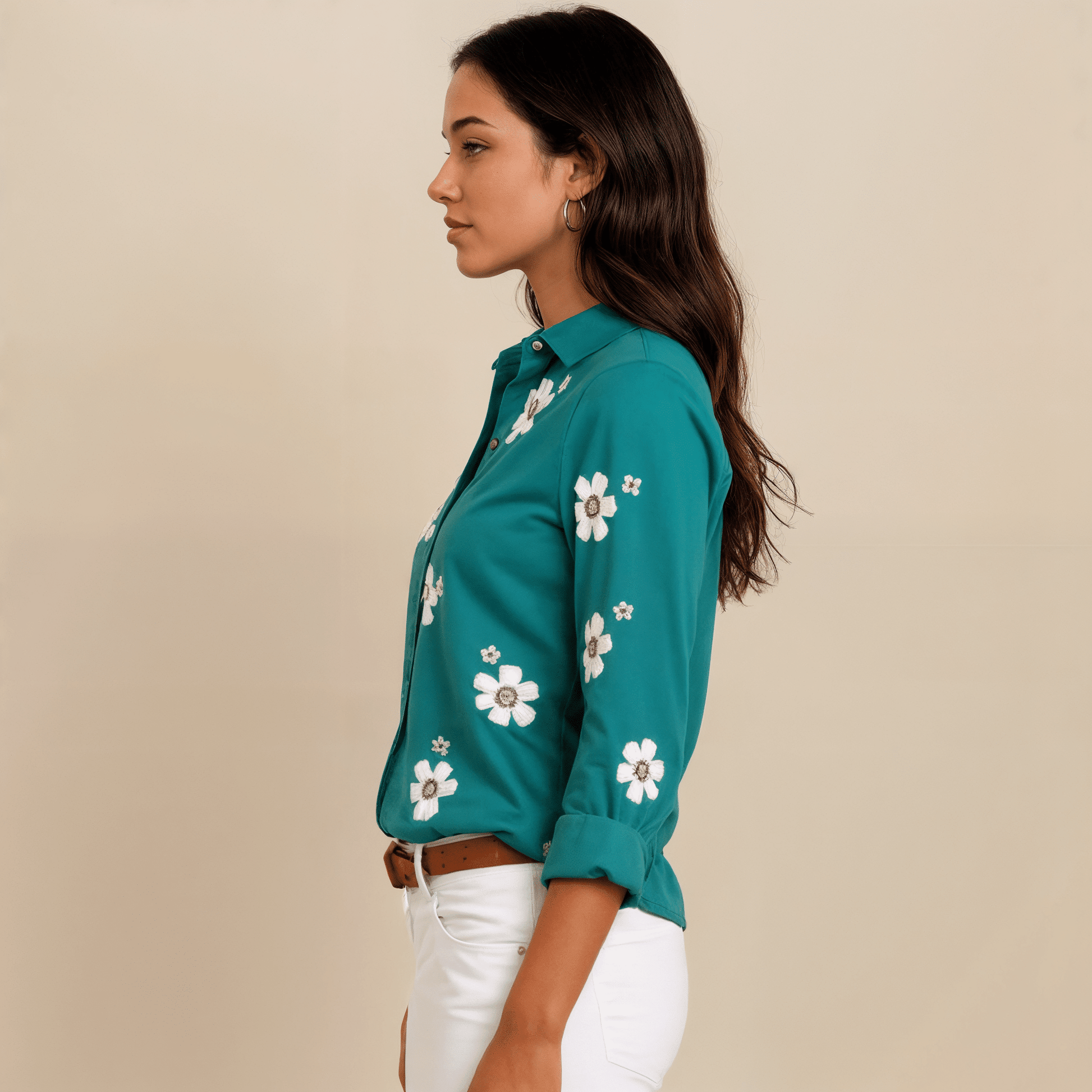 Camisa Feminina Floral de BotãoGramora | Luxury Ladies Clothing