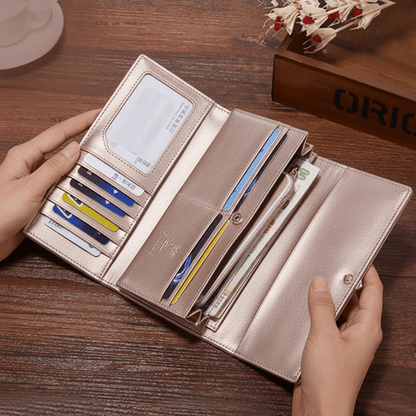 Carteira Feminina Longa em Couro com Fecho Metálico RoseGramora | Luxury Ladies Clothing