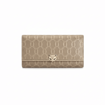 Carteira Feminina Longa Texturizada com Fecho Metálico BegeGramora | Luxury Ladies Clothing