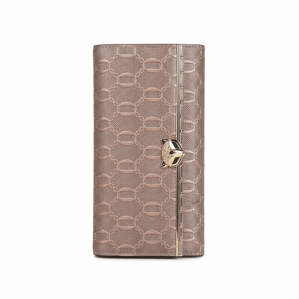 Carteira Feminina Longa Texturizada com Fecho Metálico RoseGramora | Luxury Ladies Clothing