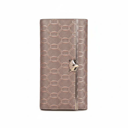 Carteira Feminina Longa Texturizada com Fecho Metálico RoseGramora | Luxury Ladies Clothing
