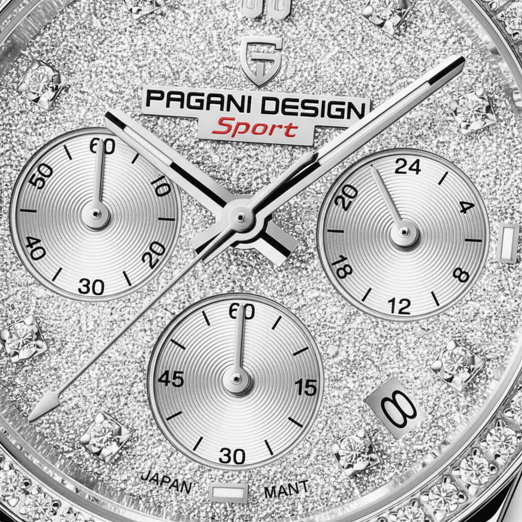 Relógio Pagani Design Feminino Cronógrafo com Safira e Cristais BlueGramora | Luxury Ladies Clothing