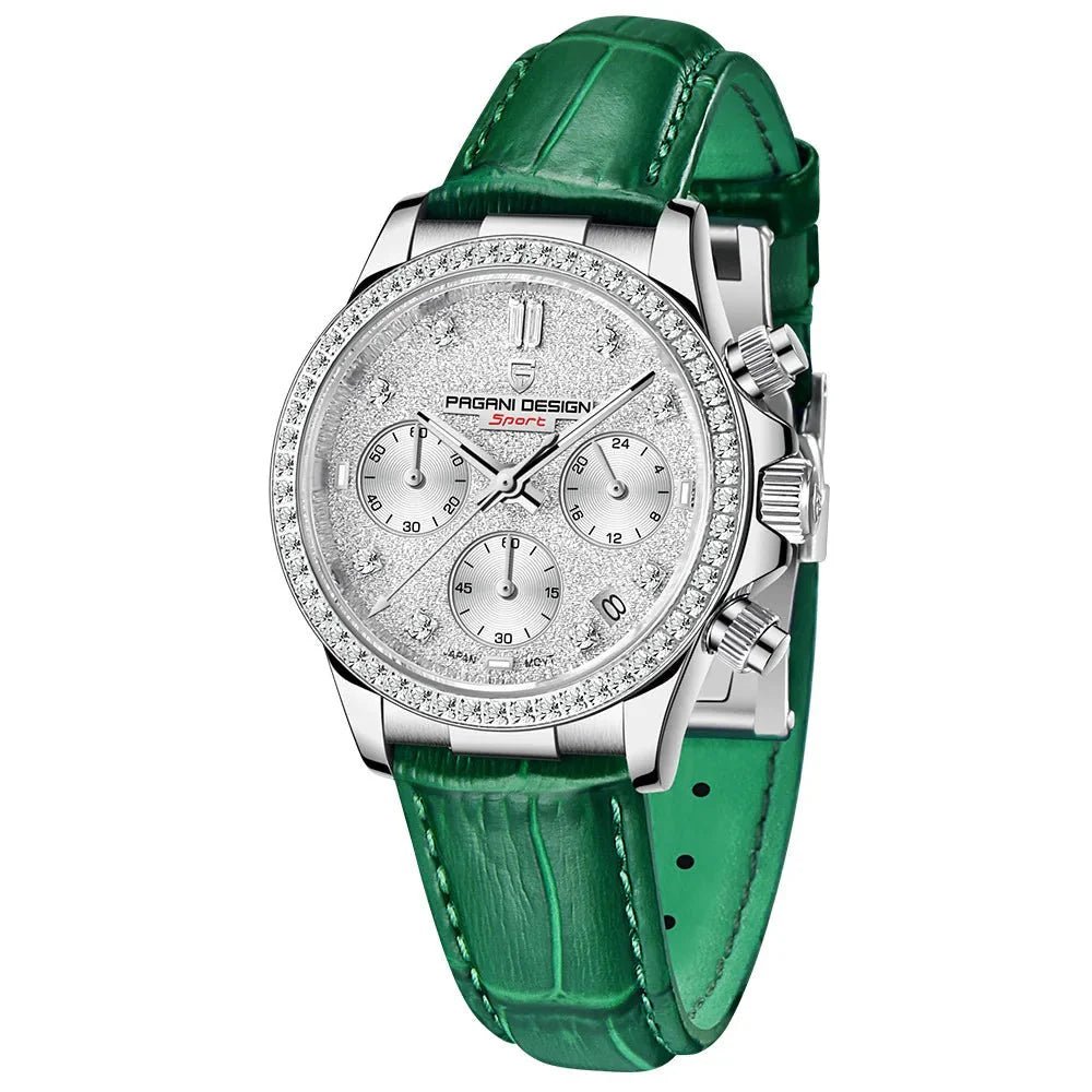 Relógio Pagani Design Feminino Cronógrafo com Safira e Cristais GreenGramora | Luxury Ladies Clothing