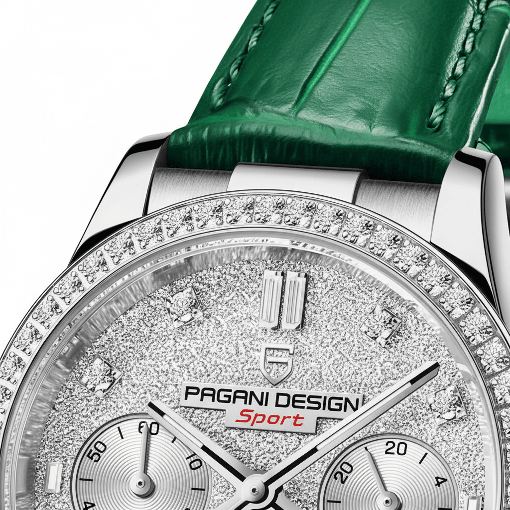 Relógio Pagani Design Feminino Cronógrafo com Safira e Cristais GreenGramora | Luxury Ladies Clothing