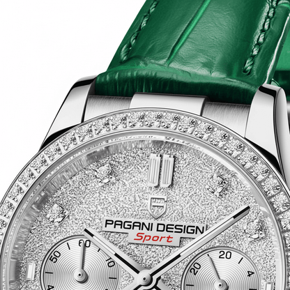 Relógio Pagani Design Feminino Cronógrafo com Safira e Cristais GreenGramora | Luxury Ladies Clothing