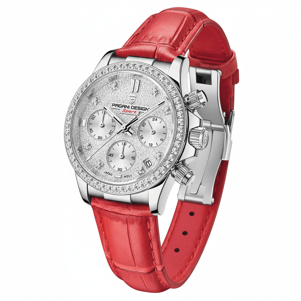 Relógio Pagani Design Feminino Cronógrafo com Safira e Cristais RedGramora | Luxury Ladies Clothing