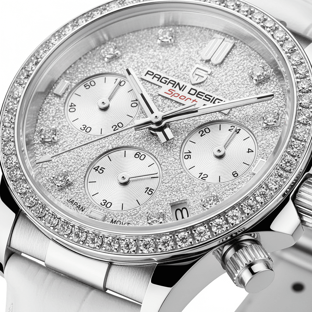 Relógio Pagani Design Feminino Cronógrafo com Safira e Cristais whiteGramora | Luxury Ladies Clothing