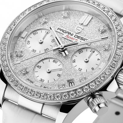 Relógio Pagani Design Feminino Cronógrafo com Safira e Cristais whiteGramora | Luxury Ladies Clothing