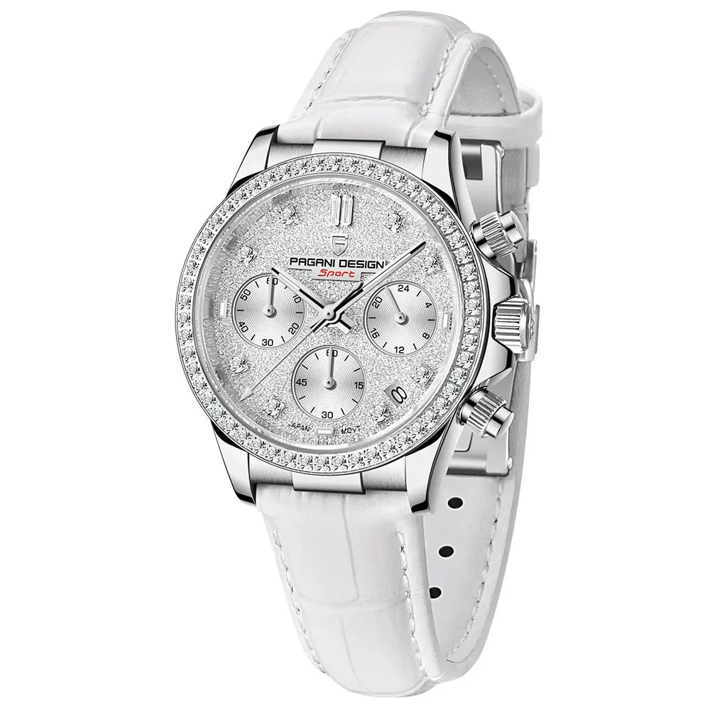 Relógio Pagani Design Feminino Cronógrafo com Safira e Cristais whiteGramora | Luxury Ladies Clothing