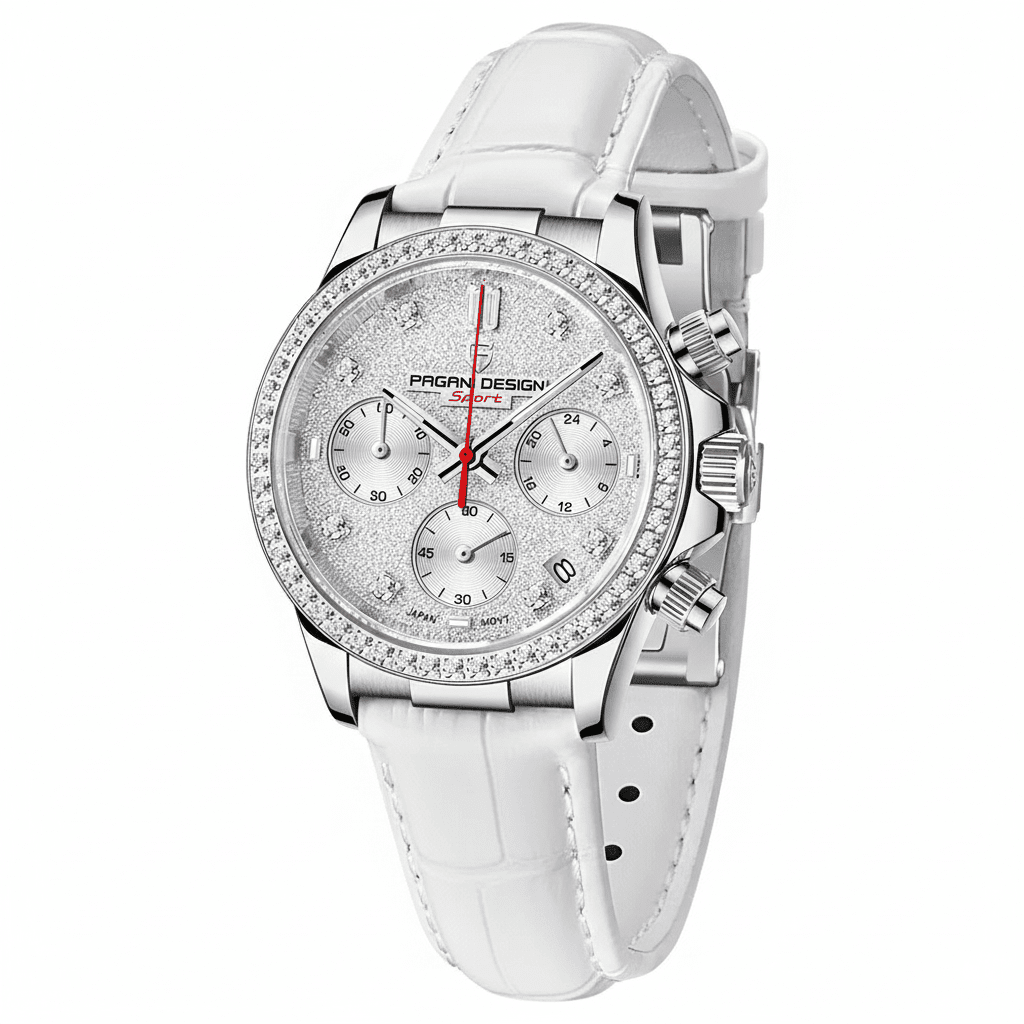 Relógio Pagani Design Feminino Cronógrafo com Safira e Cristais whiteGramora | Luxury Ladies Clothing