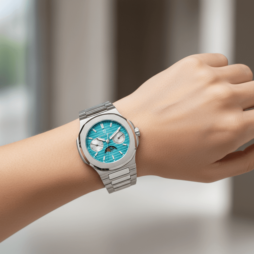 Relógio Pagani Design Feminino Fase da Lua e Safira Ice BlueGramora | Luxury Ladies Clothing