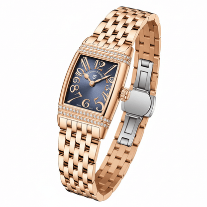 Relógio Pagani Design Feminino Retangular Safira e Cristais Gold BlackGramora | Luxury Ladies Clothing