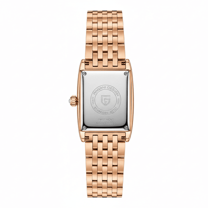 Relógio Pagani Design Feminino Retangular Safira e Cristais Gold BlackGramora | Luxury Ladies Clothing