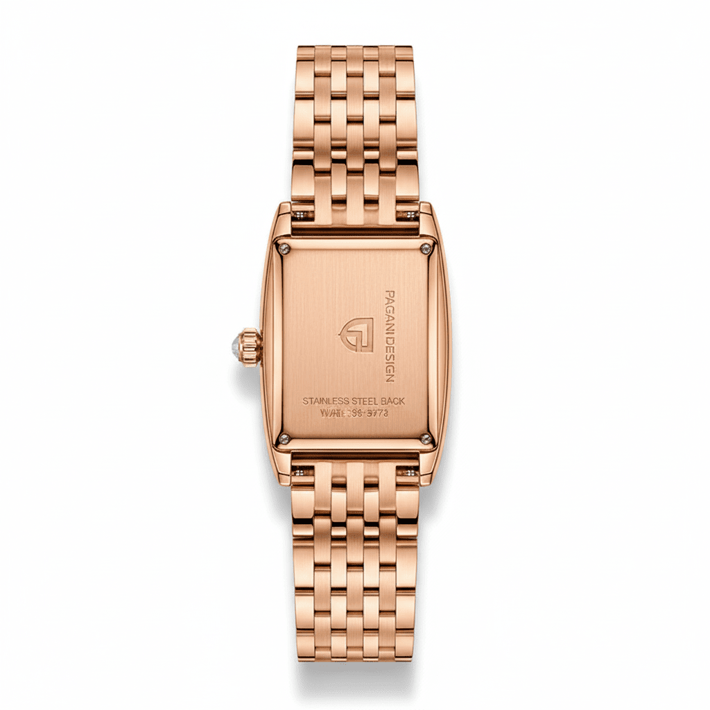 Relógio Pagani Design Feminino Retangular Safira e Cristais Gold WhiteGramora | Luxury Ladies Clothing