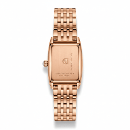 Relógio Pagani Design Feminino Retangular Safira e Cristais Gold WhiteGramora | Luxury Ladies Clothing