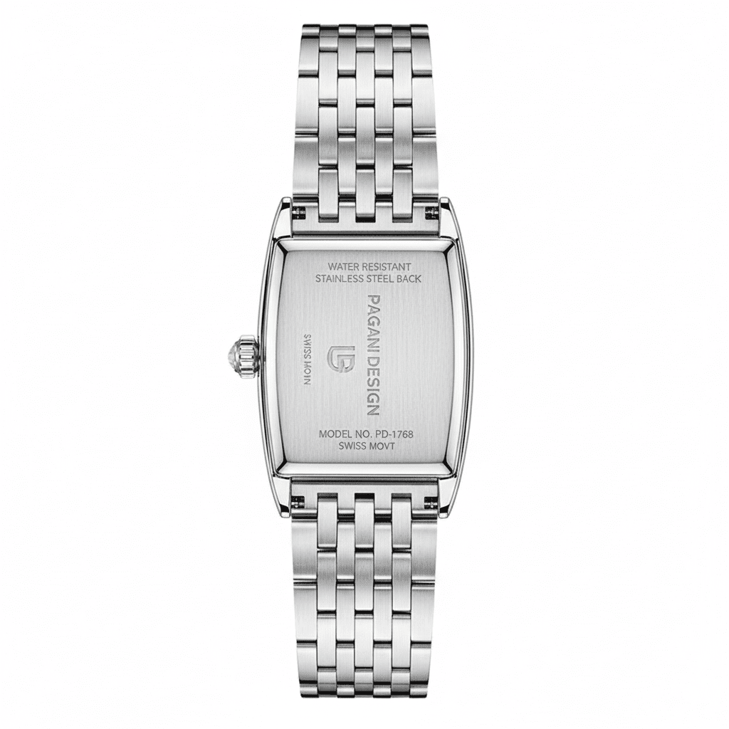 Relógio Pagani Design Feminino Retangular Safira e Cristais Silver BlackGramora | Luxury Ladies Clothing