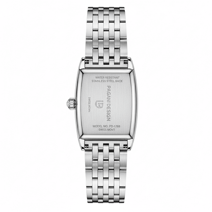 Relógio Pagani Design Feminino Retangular Safira e Cristais Silver BlackGramora | Luxury Ladies Clothing