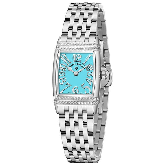 Relógio Pagani Design Feminino Retangular Safira e Cristais Silver BlueGramora | Luxury Ladies Clothing