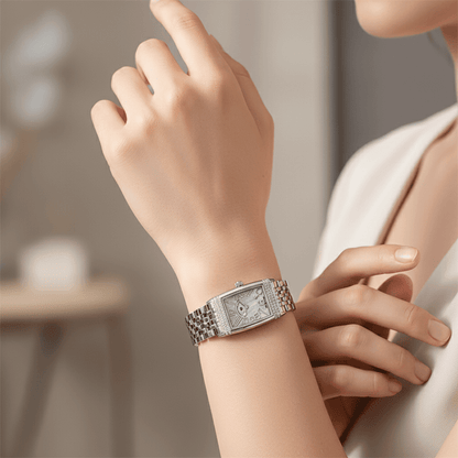 Relógio Pagani Design Feminino Retangular Safira e Cristais Silver Silver WhiteGramora | Luxury Ladies Clothing