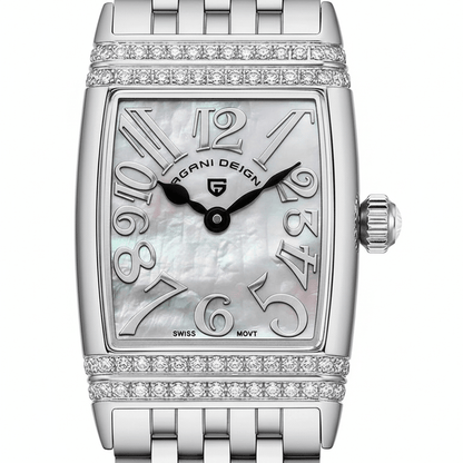 Relógio Pagani Design Feminino Retangular Safira e Cristais Silver Silver WhiteGramora | Luxury Ladies Clothing
