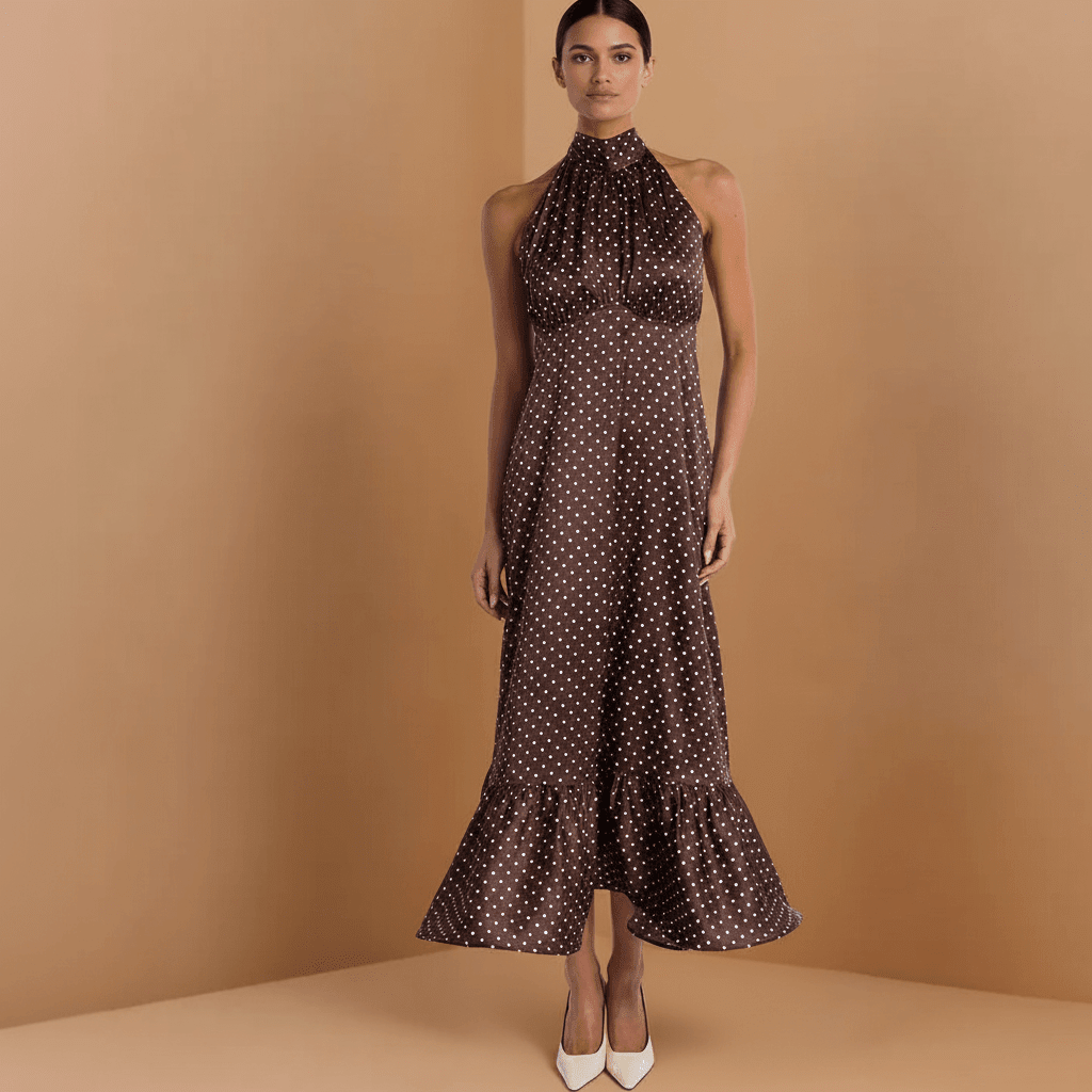 Vestido Midi Poá com Caimento LeveGramora | Luxury Ladies Clothing