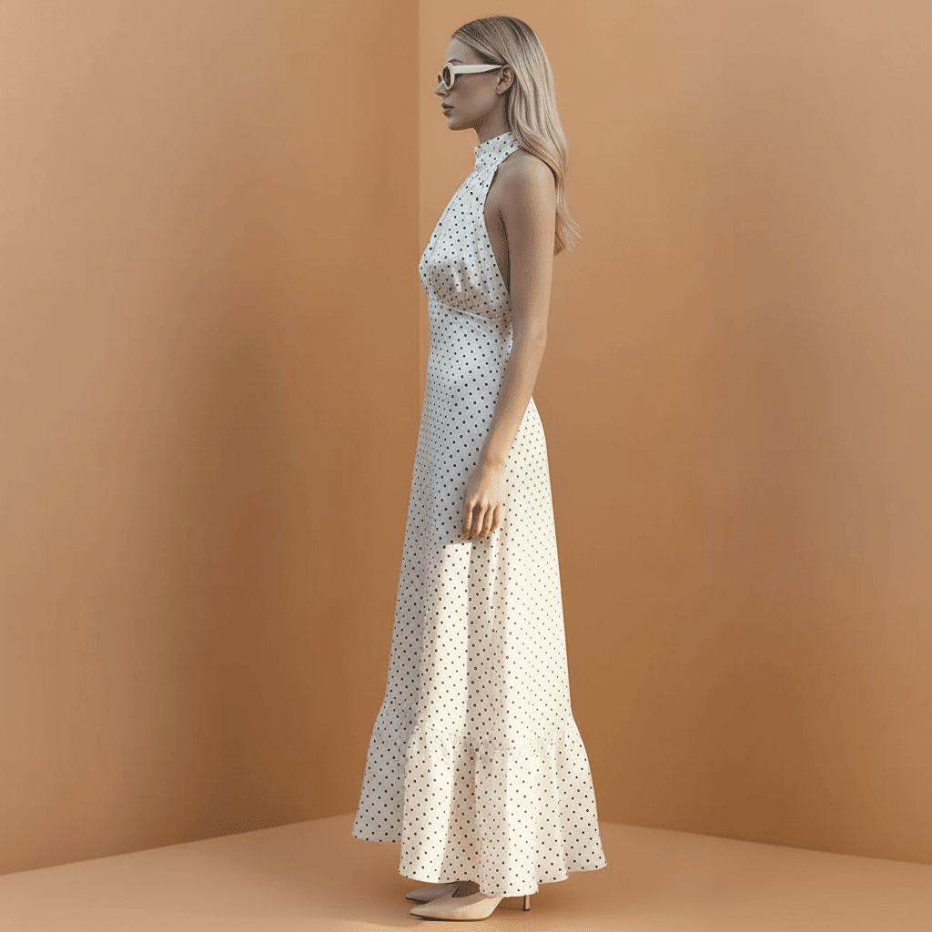 Vestido Midi Poá com Caimento LeveGramora | Luxury Ladies Clothing